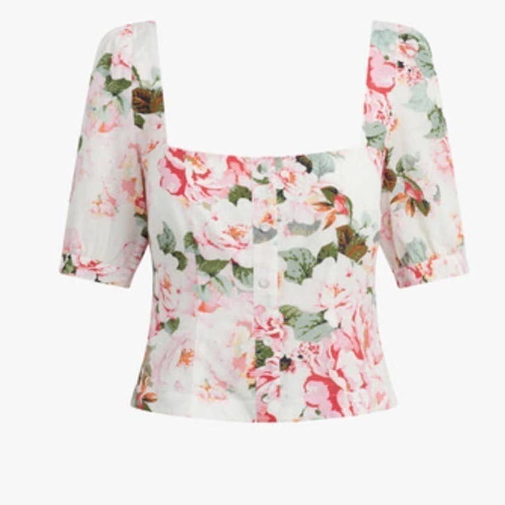 Favorite Daughter The One That Got Away Floral Square Neck Blouse Size S NWOT